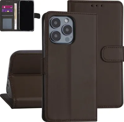 Produktbild von iPhone 13 Pro Book type case - Brown - Card holder - Magnetic closure