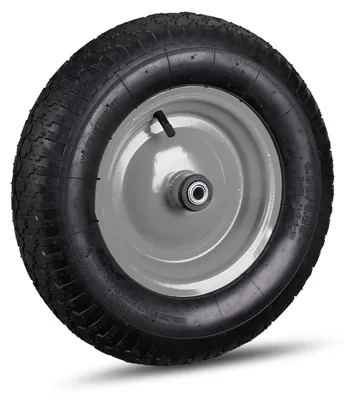 Obrázok produktu pre 4 ks kolies na tragač 4.80 4.00-8, pneumatické, oceľový ráfik, 3 adaptéry, náhradné kolesá na tragač, max. 120 kg, čierno-sivé