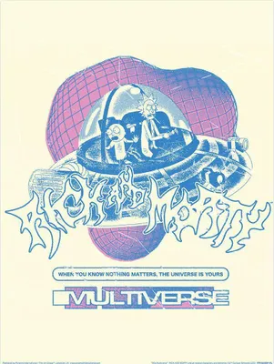 Produktbild von Rick And Morty - Poster "90S Rave Rickvival Multiverse", Papier PM8484 (40 cm x 30 cm) (Blau/Violett/Weiß)