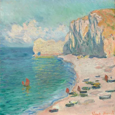 Obrázek produktu pro Plakát 20x20cm Pláž a Falaise d'Amont, Monet Vintage