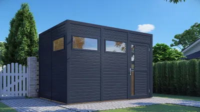 Produktbild von Gartenhaus Bertilo Cubus 3 inkl. Bodenplatte 337 x 240 cm anthrazit