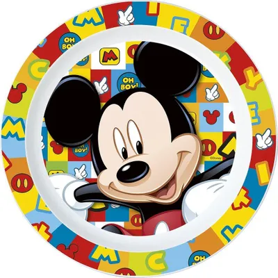 Image de Assiette STOR Original Disney Mickey Mouse pour enfants, en plastique alimentaire, adaptée au micro-ondes, lavable et réutilisable