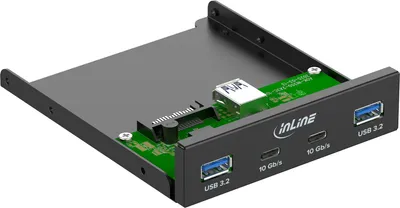 Produktbild von InLine 33456C, 8,89 cm (3.5"), I/O ports panel, Schwarz, Metall, 10 Gbit/s, VL822