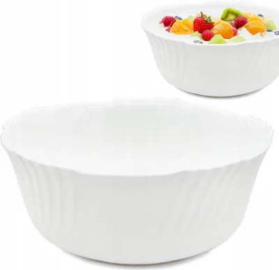 Zdjęcie produktu dla Salaterka Biała Opal Głęboka Miseczka 23cm Miska Okrągła Talerz do Zupy
