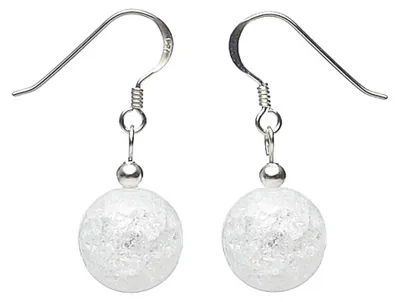 Produktbild von Ohrringe Ohrhänger aus Kristall Bergkristall & 925er Silber weiß Crack Innen-Struktur Damen