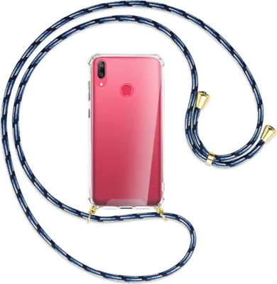 Produktbild von Handykette Backcover-Schutzhülle mit Band (Metall goldfarben) für Huawei Y7 2019, Y7 Prime 2019 - Blautöne