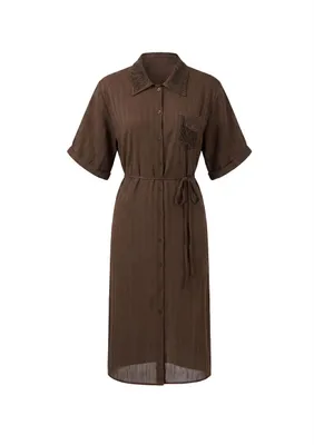Produktbild von Damen Midi-Kleid mit regulärer Passform in Braun, Größe M