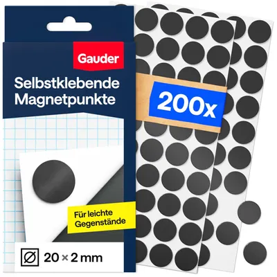 Produktbild von GAUDER Magnetpunkte selbstklebend stark, runde Magnete (20x2mm - 200 STK)