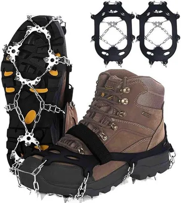 Productafbeelding van Famanu stijgijzers met roestvrijstalen spikes - Antislipbescherming voor schoenen