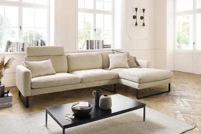 Produktbild von KAWOLA Sofa RICARDA Ecksofa Cord cremeweiß Recamiere rechts
