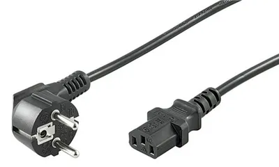 Image de 30X Goobay 68604 Câble de raccordement pour appareils froids coudé, 1,5 m, noir, 1.5 m - fiche à contact de protection (type F, CEE 7/7) > prise d'appareil C13 (raccordement pour appareils froids)
