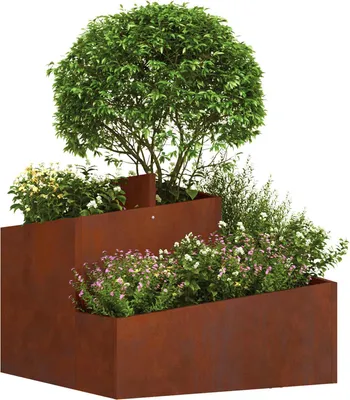 Produktbild von vidaXL Garten-Pflanzgefäß Braun 60 x 60 x 50 cm Wetterfeststahl
