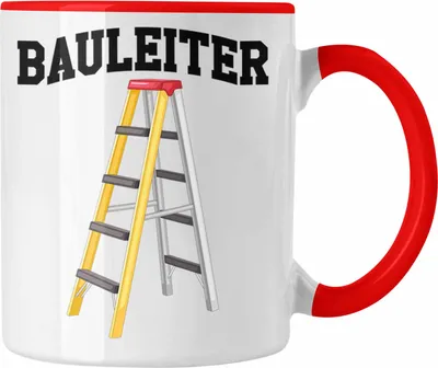 Produktbild von Trendation - Bauleiter Tasse Geschenk Baustellen Spruch Geschenkidee für Bauarbeiter (Rot)