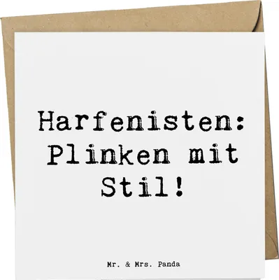 Produktbild von Mr. & Mrs. Panda Grußkarte Spruch Harfe mit Stil - Weiß - Geschenk, Zupfen, Glückwunschkarte, himmlisch, Saiteninstrument, Elegant, Instrument, Lernen, Eleganz, faltkarte