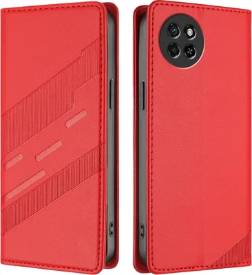 Image de Etui pour itel S23, étui portefeuille en cuirPolyuréthaneavec fente pour carte et fonction stand Rot