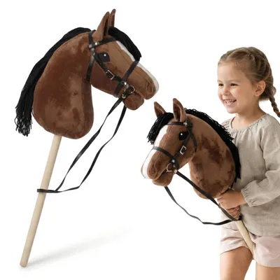 Immagine prodotto di Mamabrum Hobby Horse Marrone 68 cm – Cavallo a bastone per bambini con criniera lunga, briglie e redini, Hobby Horsing a partire dai 3 anni