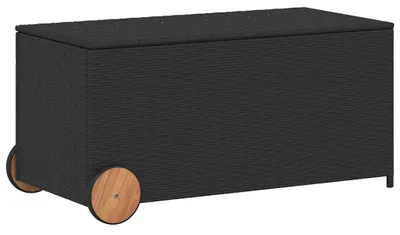 Obrázek produktu pro vidaXL Zahradní truhla s kolečky Black 190L Poly Rattan