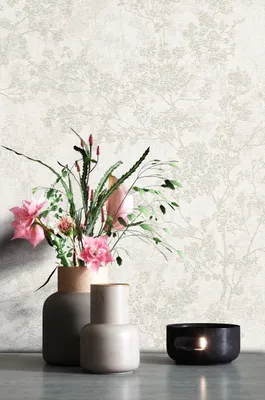 Newroom Vliestapete Hedi Muster 1 Creme Blumen, Wohnbeispiel