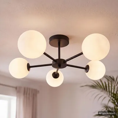 Produktbild von home24 Deckenleuchte - Eisen / Glas - 5-flammig