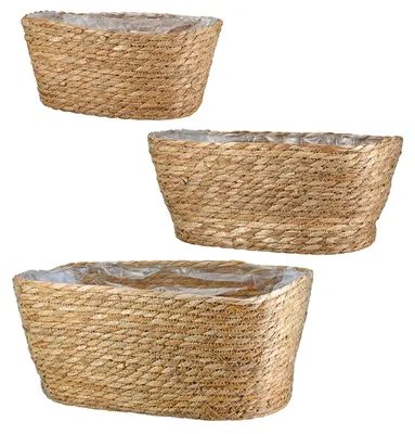 Produktbild von 3er Set Übertopfe THALAS - natur - Seegras - Höhe 15,5cm x Breite 34cm