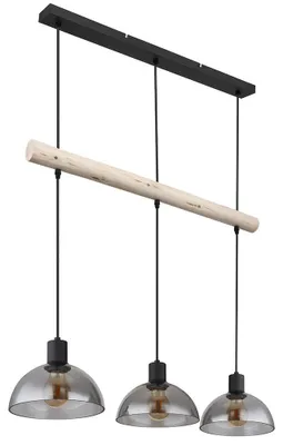 Produktbild von Hängeleuchte, Schwarz, Glas rauchfarben, 3-Flammig, L 80 cm