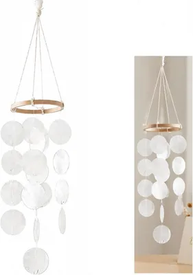 Imagen del producto de Campanilla decorativa hecha con conchas de Capiz, estilo bohemio, para colgar, ideal para jardín y balcón