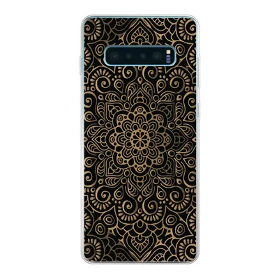 Produktbild von MuchoWow® Handyhülle Schutzhülle Hülle für Samsung Galaxy S10 Plus Goldenes Muster auf schwarzem Hintergrund Silikon Softcase Handy Hülle - Schutzhülle