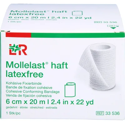 Produktbild von Mollelast haft latexfrei weiß 6cm x 20m gedehnt, 1 St BIN