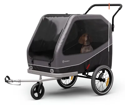 Produktbild von Klarfit Fahrrad-Hundeanhänger mit 324 L XXL-Volumen, Hybrid Buggy/Anhänger für das Fahrrad mit Stahlrahmen & integrierten Reflektoren, Bremsen für sicheren Transport - für 2 Haustiere geeignet