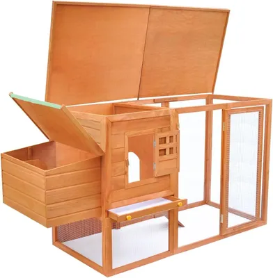 Image de Enclos pour poulets - Abri pour poulets - Cage pour poulets - Enclos extérieur - Enclos pour animaux - Toit en bois résistant aux intempéries