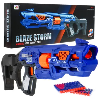 Immagine prodotto di Fucile manuale per bambini 8+ Blaze Storm con meccanismo scorrevole + 20 proiettili lunghi in schiuma