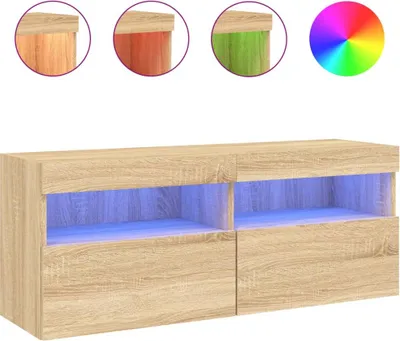 Produktbild von vidaXL TV-Wandschrank mit LED-Leuchten Sonoma-Eiche 100x30x40 cm