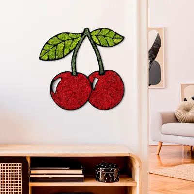 Produktbild von Wallity, Moss - Cherry, Dekoratives Wandaccessoire, Rot, 100 % MDF / MOOS, 40 x 42 x 1,2 cm