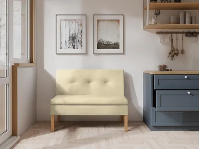 Produktbild von JKG Meble Essbank für Küche - Sitzbank Esszimmer mit Aufbewahrungsbehälter - Esszimmerbank Küche - Velours - Küchensofa - Beige - 80cm