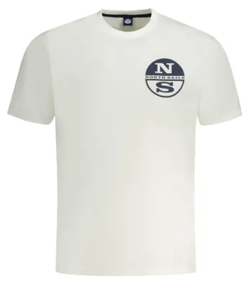 Produktbild von Kurzarm Herren T-Shirt: Weißes Rundhals-Shirt mit coolem Print