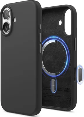 Image de ELAGO Étui pour portable iPhone 17, étui souple en silicone Magsafe, Black
