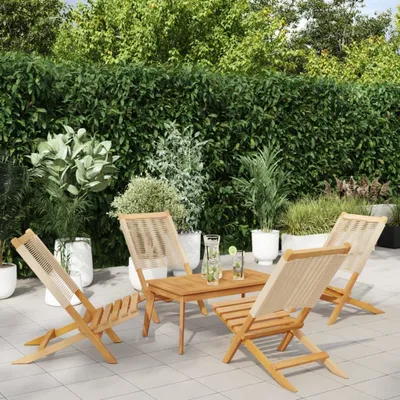Produktbild von Möbel Gartenstühle 4 Stk. Klappbar Beige Massivholz Akazie - Gartensessel 3214634