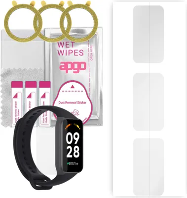 Produktbild von apgo 3 Stück Schutzfolie, klar, kompatibel mit Redmi Smart Band 2 Smartwatch, Hydrogel Displayschutzfolie mit Positionierhilfe, Displayfolie, robust und kratzfest