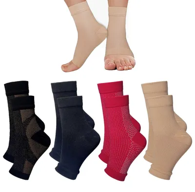 Produktbild von ropathie-Socken 4 Paar, Kompressionsstrümpfe Für Fußschmerzen, Offenes Zehendesign Mit Atmungsaktivem Nylonmaterial, Für Diabetiker Und Ältere Menschen