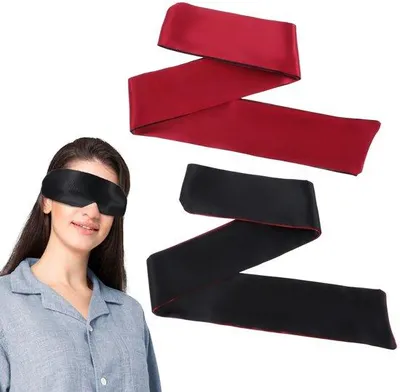 Produktbild von Zwei Satin-Blindkissen für Erwachsene, Paare, 150 x 7 cm, weiches Augenmasker, einstellbares Seiden-Schlafmasker, Augenschutz für Reisen, Nachtschlaf, Valentinstag-Geschenk