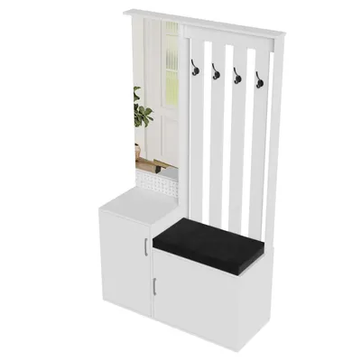 Productafbeelding van Schoenenkast Met Spiegel - Wit - 100x40x180 cm - MDF