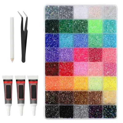 Produktbild von Selbstklebende Glittersteine 3 mm, 32.000 Stück, 40 Farben, für Basteln