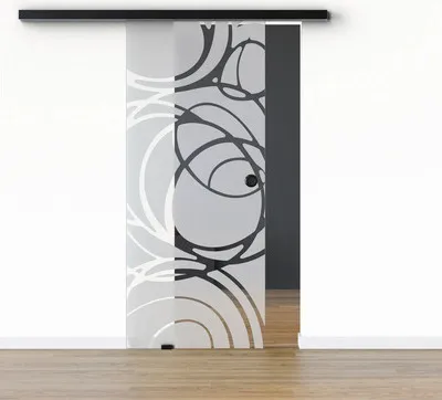 Produktbild von Pertura Glasschiebetür Komplettset Glera Mystic 02 775x2175 mm Links inkl.Beschlag Selir Aluminium schwarz,Griffmuschel