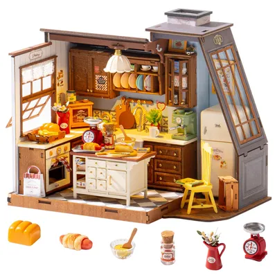 Produktbild von Puppenhaus Backküche DIY Miniaturhaus Bausatz Modellbausätze Miniatur Puppenhaus Bücherwinkel Heimdekoration Geburtstagsgeschenk