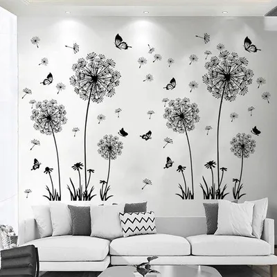 Produktbild von Schwarze Blumen Wandsticker für Wohnzimmer und Schlafzimmer