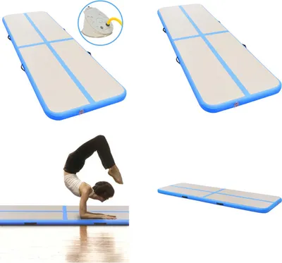 Image de vidaXL Tapis de gymnastique gonflable avec pompe 600x100x10 cm PVC Bleu - Tapis de gymnastique - Tapis de gymnastique - Tapis de yoga de gymnastique - Tapis de yoga de gymnastique