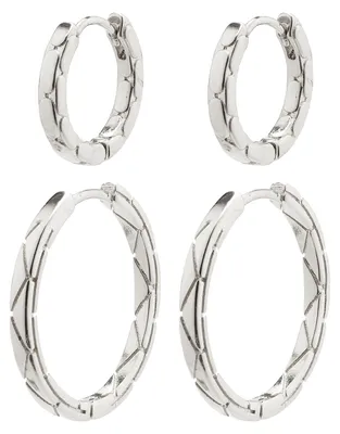 Produktbild von PILGRIM BLOSSOM recycelte Creolen, 2-in-1-Set, versilbert