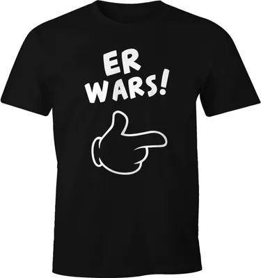 Produktbild von Herren T-Shirt Er wars Spruch Comic Hand Fun-Shirt Moonworks® schwarz M