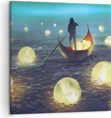 Produktbild von Bild auf Leinwand - Leinwandbild - Boot Wasser Märchen - 50x50cm - Wand Bild - Wanddeko - Wandbilder - Leinwanddruck - Bilder - Kunstdruck - Wanddekoration - Leinwand bilder - Wandkunst - AC50x50-4002