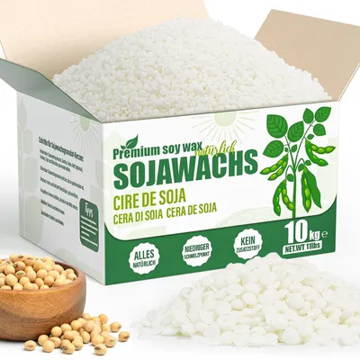 Produktbild von Sojawachs für Kerzenherstellung 10kg | Kerzenwachs zum Gießen | Granulat für DIY Kerzen